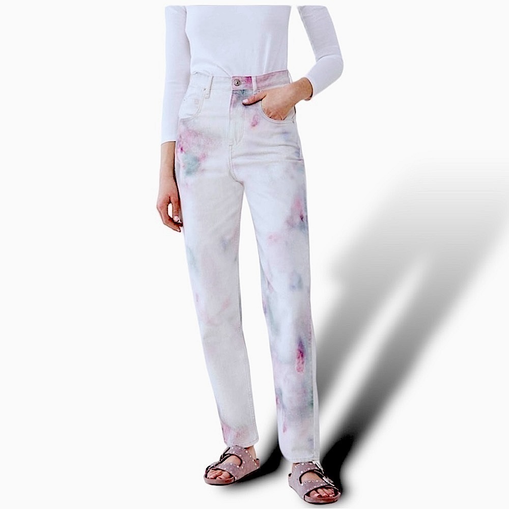 LEVIS Strauss 501 PRIDE Tie Dyed White Button Fly High Waist Straight Jeans NWT